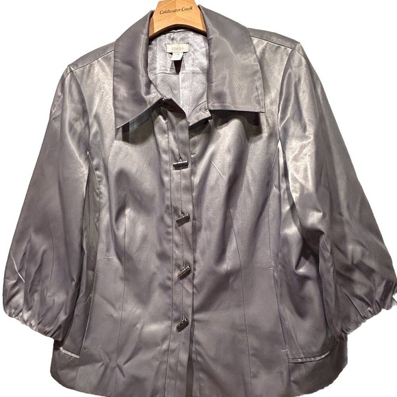 Chico's Silver Satin Blouse - Picture 7 of 8